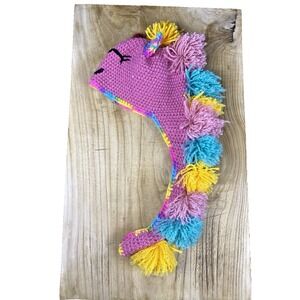 Handman Girls Crochet Unicorn Hat Multi Color New